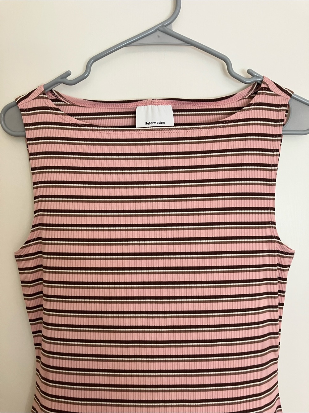 Reformation Pink & Black Striped Sleeveless Mini Dress - Picture 2 of 5